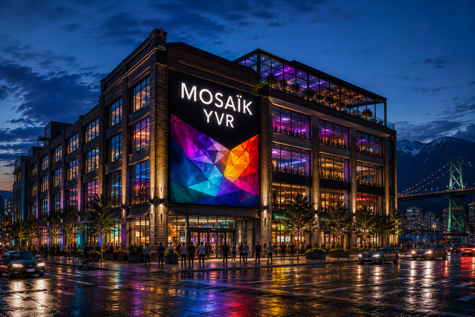 MOSAÏK YVR Vancouver destination at night