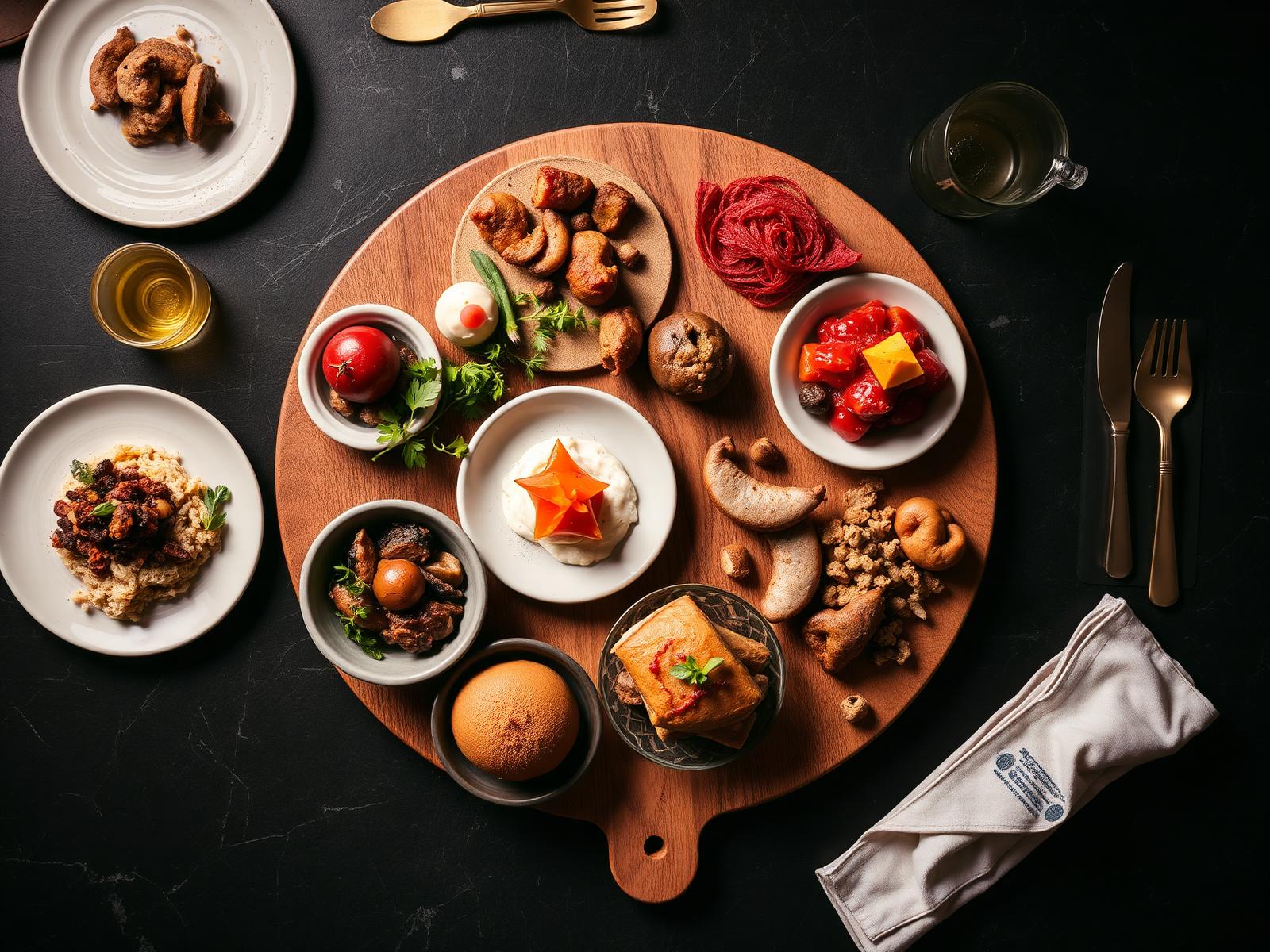 Artful gourmet food spread from the MOSAÏK food hall